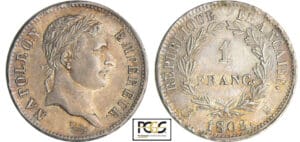 Napoléon 1er (1804-1814) - 1 franc revers république 1808 H (La Rochelle)