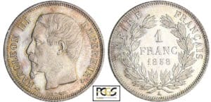 Napoléon III (1852-1870) - 1 franc tête nue 1858 A (Paris)