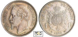 Napoléon III (1852-1870) - 1 franc tête laurée 1868 A (Paris)