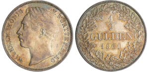 Allemagne - Wüttemberg - Wilhelm I (1816-1864) - 1/2 gulden 1861