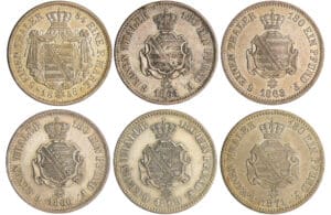 Allemagne - Sachsen - Johann (1854-1873) - Lot de 6 monnaies de 1/6 de taler