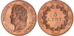 Louis-Philippe Ier (1830-1848) - 5 centimes sd (1842) Essai "poids léger"