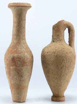 Romain - Lot de 2 fioles en terre cuite - 2ème-4ème siècle