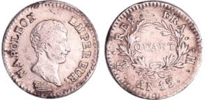 Napoléon 1er (1804-1814) - 1/4 de franc empereur An 13 / 12 H (La Rochelle)A (Paris)