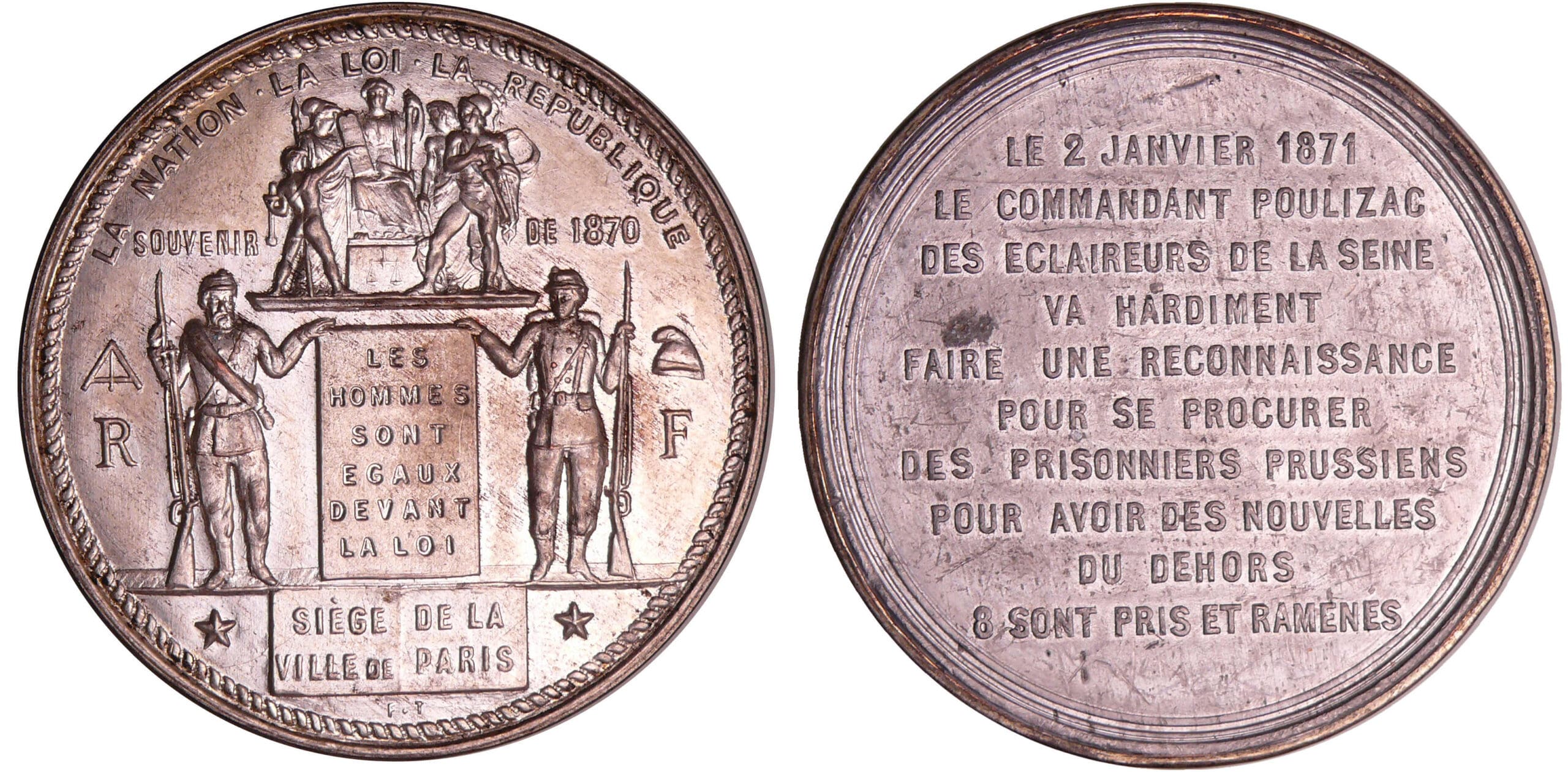 France - Guerre de 1870-1871 - Médaille en étain "Investissement et siège de Paris", 1871 France - Guerre de 1870-1871 - Médaille en étain "Investissement et siège de Paris", 1871