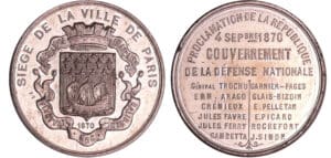 France - Guerre de 1870-1871 - Médaille en étain "Investissement et siège de Paris", 1870