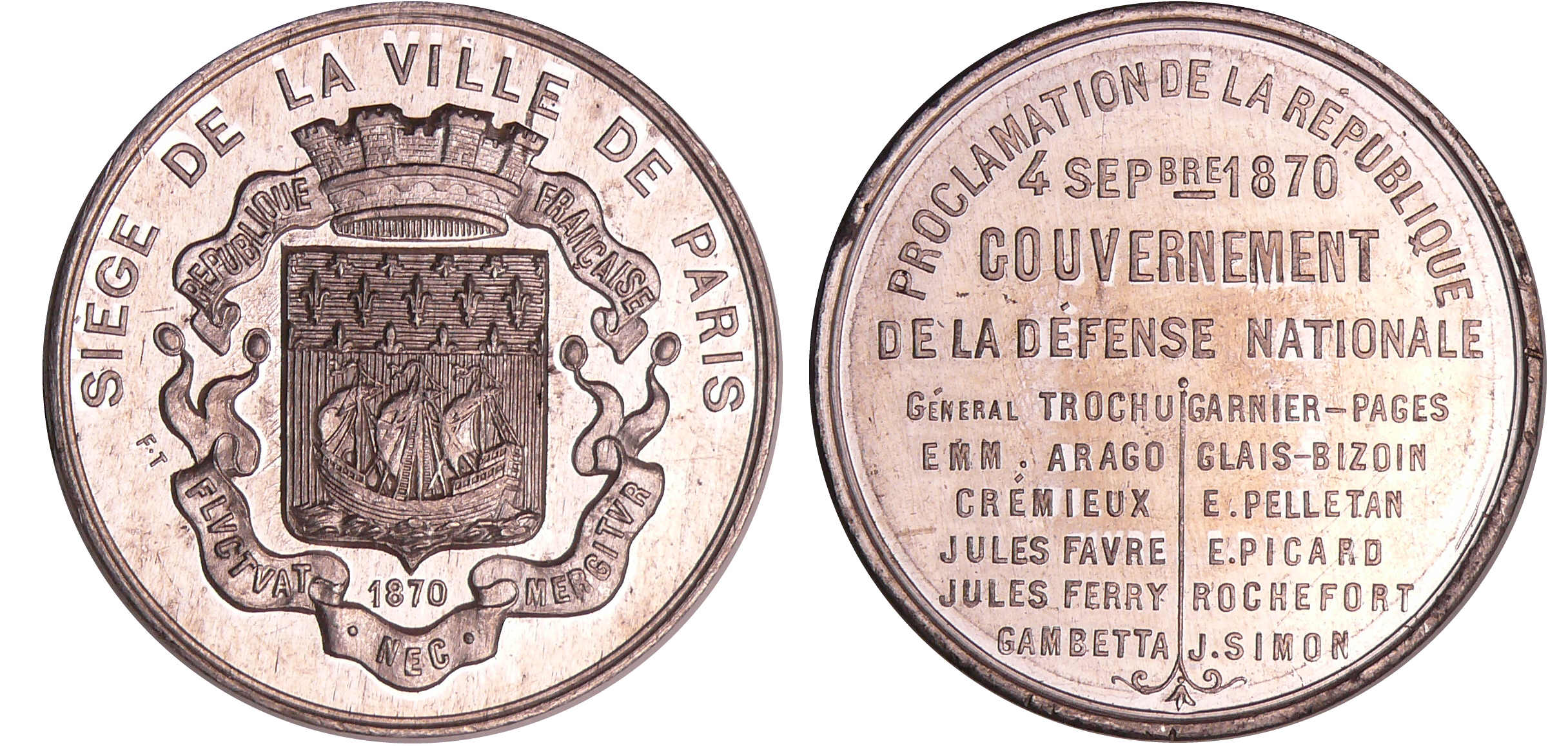 France - Guerre de 1870-1871 - Médaille en étain "Investissement et siège de Paris", 1870 France - Guerre de 1870-1871 - Médaille en étain "Investissement et siège de Paris", 1870