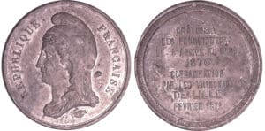France - Guerre de 1870-1871 - Médaille en étain "Châtiments- Désarmements - Anniversaires", 1872