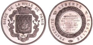France - Guerre de 1870-1871 - Médaille en étain "Investissement et siège de Paris", 1870