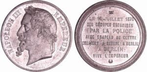 France - Guerre de 1870-1871 - Médaille en étain "Déclaration de la guerre" "Qui sème le vent récolte la tempête", 1870