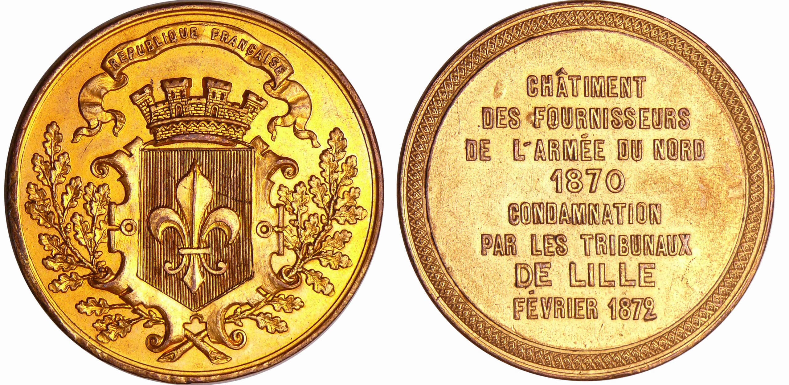 France - Guerre de 1870-1871 - Médaille en étain "Châtiments- Désarmements - Anniversaires", 1872 France - Guerre de 1870-1871 - Médaille en étain "Châtiments- Désarmements - Anniversaires", 1872