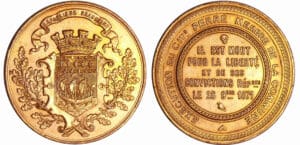 France - Guerre de 1870-1871 - Médaille en étain "Châtiments- Désarmements - Anniversaires", 1871
