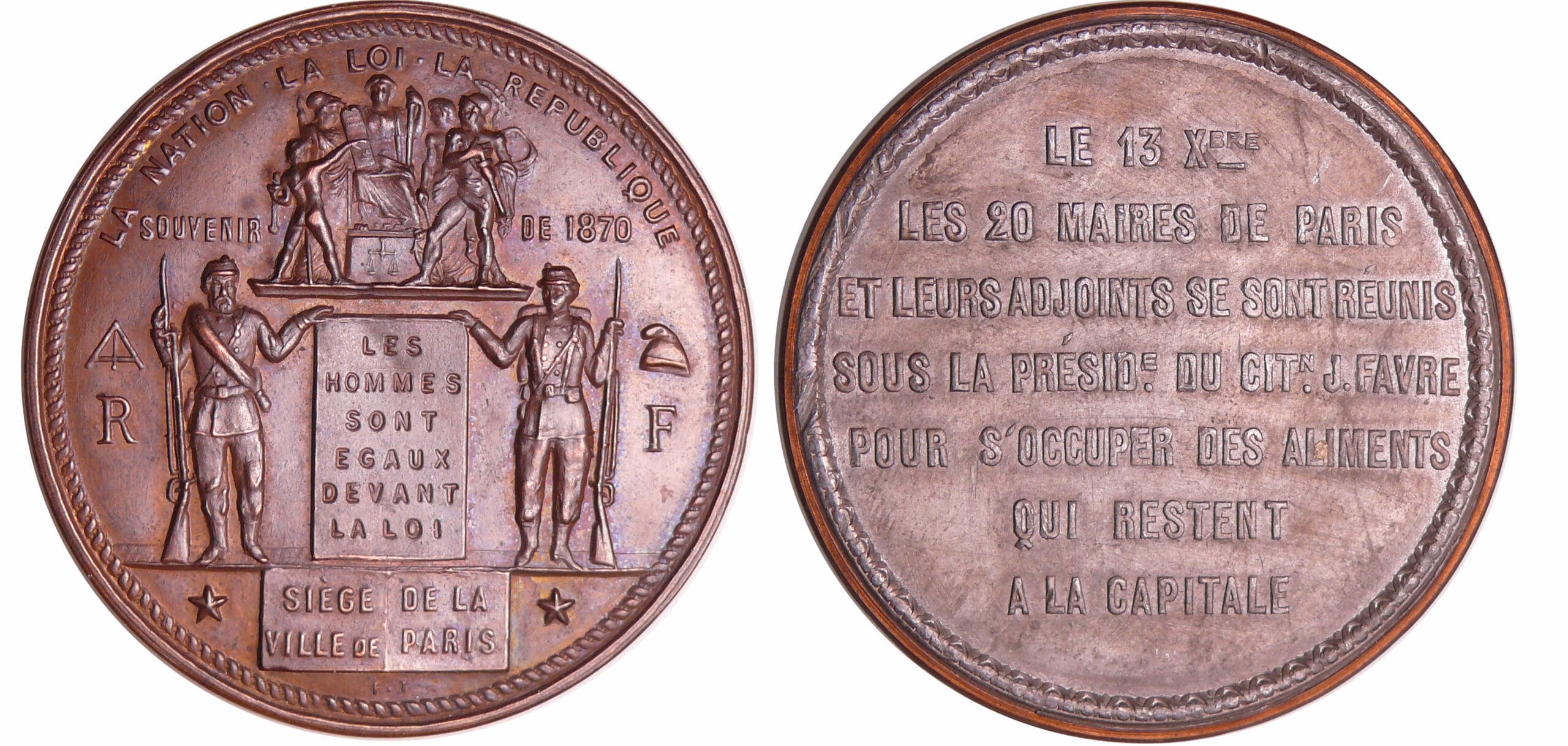 France - Guerre de 1870-1871 - Médaille en étain "Les subsistances alimentaires", 1870 France - Guerre de 1870-1871 - Médaille en étain "Les subsistances alimentaires", 1870