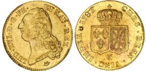Louis XVI (1774-1792) - Double louis d’or au buste nu - 1787/86 N (Montpellier)