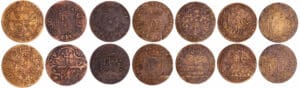 Jeton de cuivre du 16ème et 17ème siècle - Lot de 7 jetons