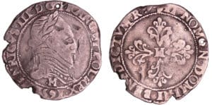 Henri III (1574-1589) - Demi-franc au col plat - 1591 M (Toulouse)