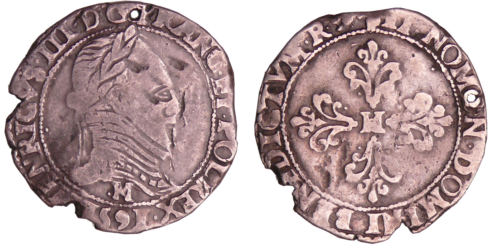 Henri III (1574-1589) - Demi-franc au col plat - 1591 M (Toulouse) Henri III (1574-1589) - Demi-franc au col plat - 1591 M (Toulouse)