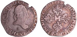 Henri III (1574-1589) - Demi-franc au col plat - 1587 9 (Rennes)