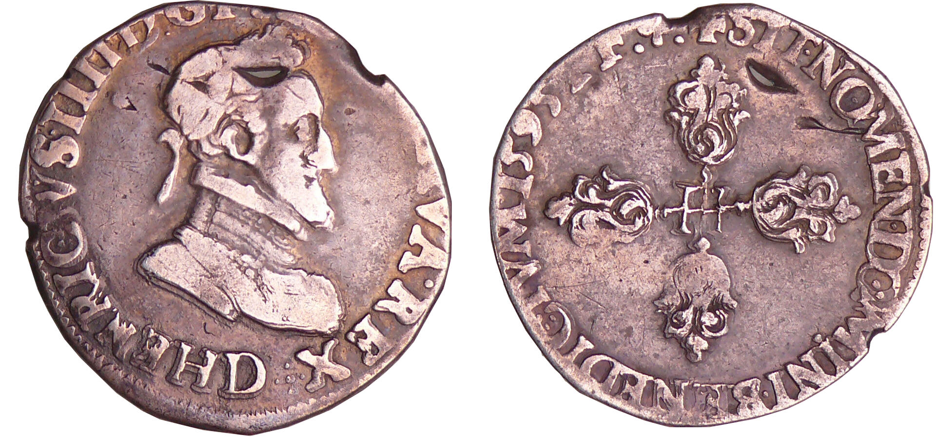 Henri IV (1589-1610) - Demi-franc -1595 D (Lyon) Henri IV (1589-1610) - Demi-franc -1595 D (Lyon)
