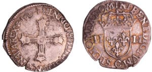 Henri IV (1589-1610) - Quart d'écu croix batonnée couronnée - 1604 C (Saint-Lô)