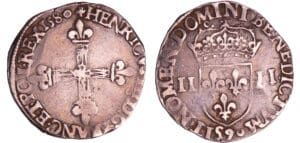 Henri III (1574-1589) - Quart d'écu - 1580 9 (Rennes)
