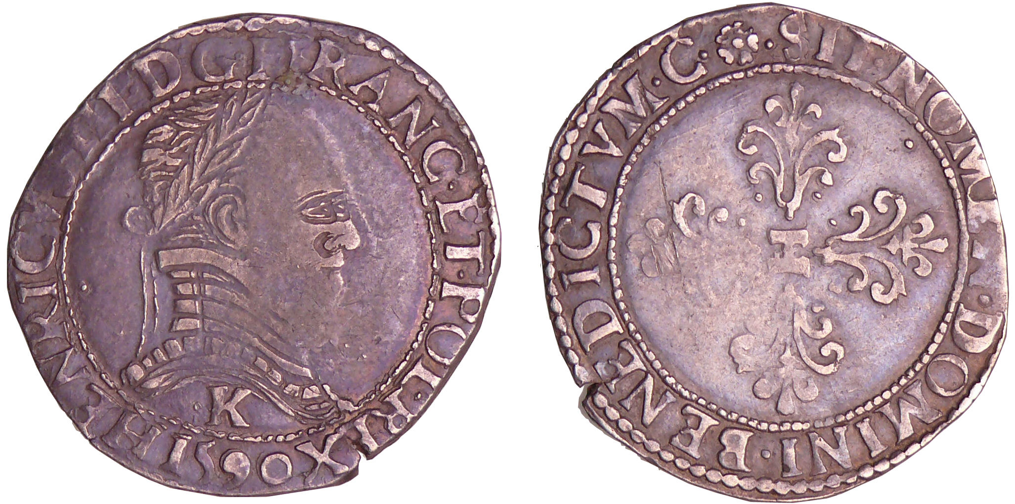 Henri III (1574-1589) - Demi-franc au col plat - 1590 (Saint-Lizier) Henri III (1574-1589) - Demi-franc au col plat - 1590 (Saint-Lizier)