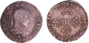 Henri III (1574-1589) - Demi-franc au col plat - 1587 A (Paris)