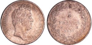 Louis-Philippe Ier (1830-1848) - 5 francs tête nue tranche en creux 1831 M (Toulouse)