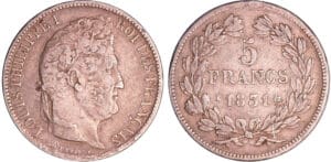 Louis-Philippe Ier (1830-1848) - 5 francs tête laurée 1er type tranche en creux 1831 K (Bordeaux)
