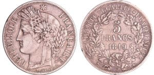 Deuxième république (1848-1852) - 5 francs Cérès 1849 BB (Strasbourg)