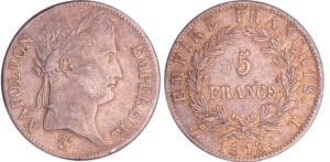 Napoléon 1er (1804-1814) - 5 francs revers empire 1813 T (Nantes)