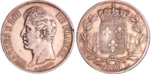 Charles X (1824-1830) - 5 francs 2ème type 1829 L (Bayonne)