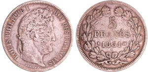 Louis-Philippe Ier (1830-1848) - 5 francs tête laurée 1er type tranche en creux 1831 K (Bordeaux)