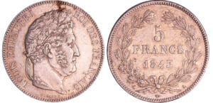Louis-Philippe Ier (1830-1848) - 5 francs tête laurée 2ème type 1843 A (Paris)