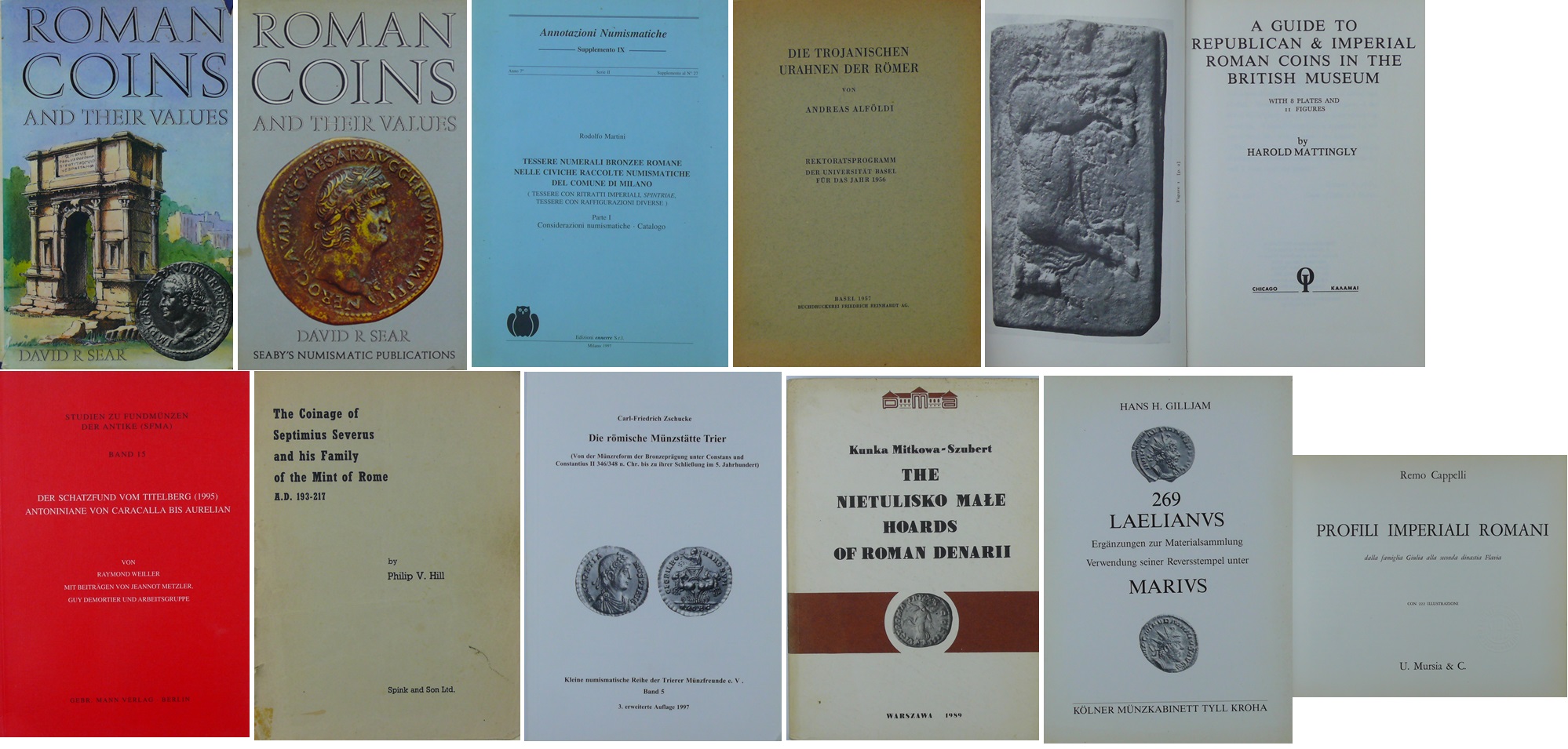 Lot de 10 ouvrages sur les monnaies romaines Lot de 10 ouvrages sur les monnaies romaines