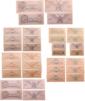 Russie - Northwest Russia, Général N.N. Yudenicht - 25 kopeks, 50 kopeks, 1 ruble (2), 3 roubles (3), 5 roubles (3), 10 roubles (3), 25 roubles (3), 100 roubles - 1919