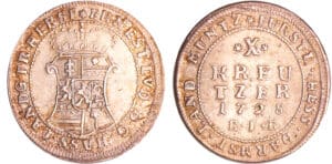 Allemagne - Hessen-Darmstadt - Ernst Ludwig (1678-1739) - 10 Kreuzer 1728 Darmstadt