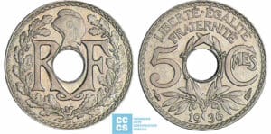 5 centimes Lindauer - Petit module - 1936