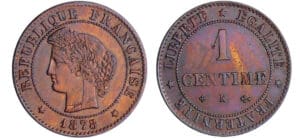 Troisième République (1871-1940) - 1 centime Cérès 1878 K (Bordeaux)