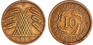 Allemagne - Reich - 10 reichspfennig 1934 F (Stuttgart)