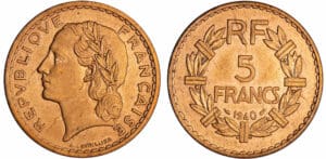 5 francs Lavrillier bronze alu 1940