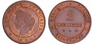 2 centimes Cérés 1879 A (Paris) petit a