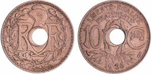 10 centimes Lindauer 1935 trou décentré