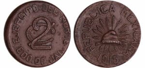 Mexique - Révolution Pancho VILLA Jalisco (Guadalajara) - 2 centavos 1915