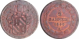 Vatican - Pie IX (1846-1870) - 5 baiocchi 1850 R (Rome)