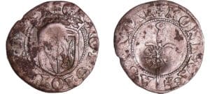 France - Lorraine - Duché de Lorraine - Charles III - Double denier (Nancy) contremarque d'un aiglon