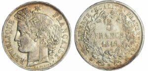 France - Deuxième république (1848-1852) - 5 francs Cérès 1849 BB (Strasbourg)