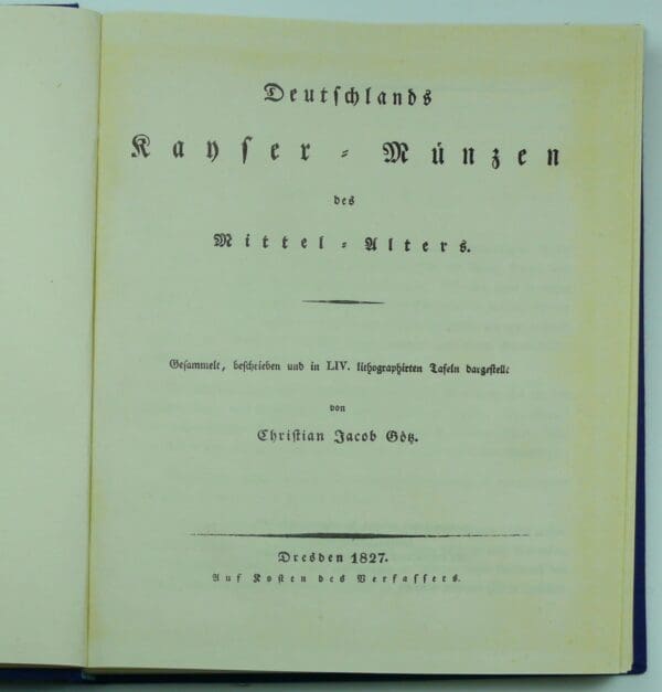 Deutschlands ranser-münzen des mittel-ulters, C.J.Cob, réimpression (1827)