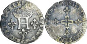France - Henri III (1574-1589) - Double sol parisis - 1585 S (Troyes)