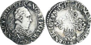 France - Henri III (1574-1589) - Demi-franc au col plat - 1585 X (Amiens)